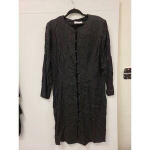 Jennifer Jeffries‎ Dress Black Button Front Long Sleeve Career Party Size